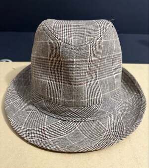 Charlotte Russe Plaid Fedora Hat Gray Black Cotton Womens Y2K Vintage Style